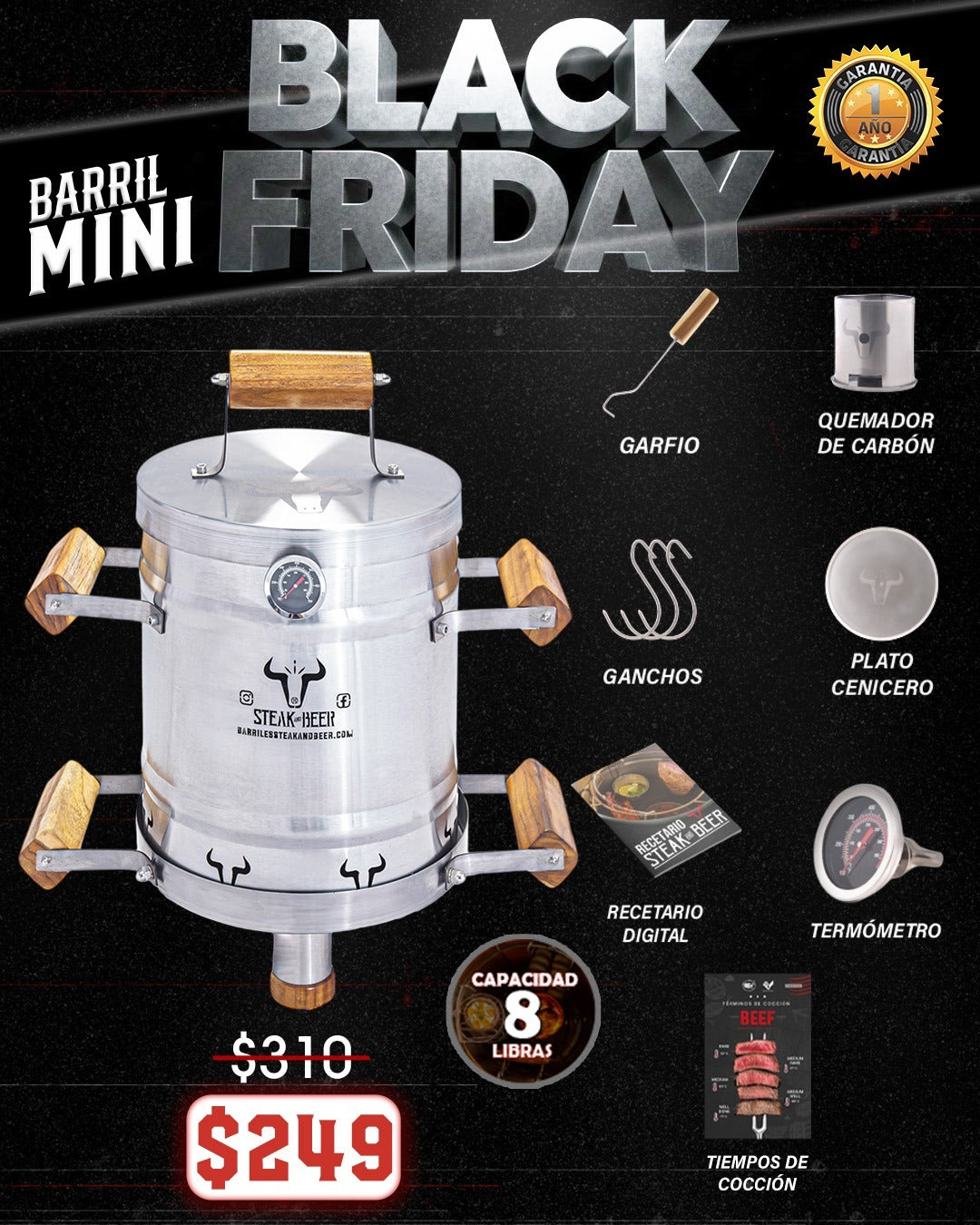 Barril MINI 8 LBS ( 8 a 10 Personas)